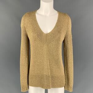 DIANE VON FURSTENBERG Size S Gold Acetate Blend Knitted Pullover